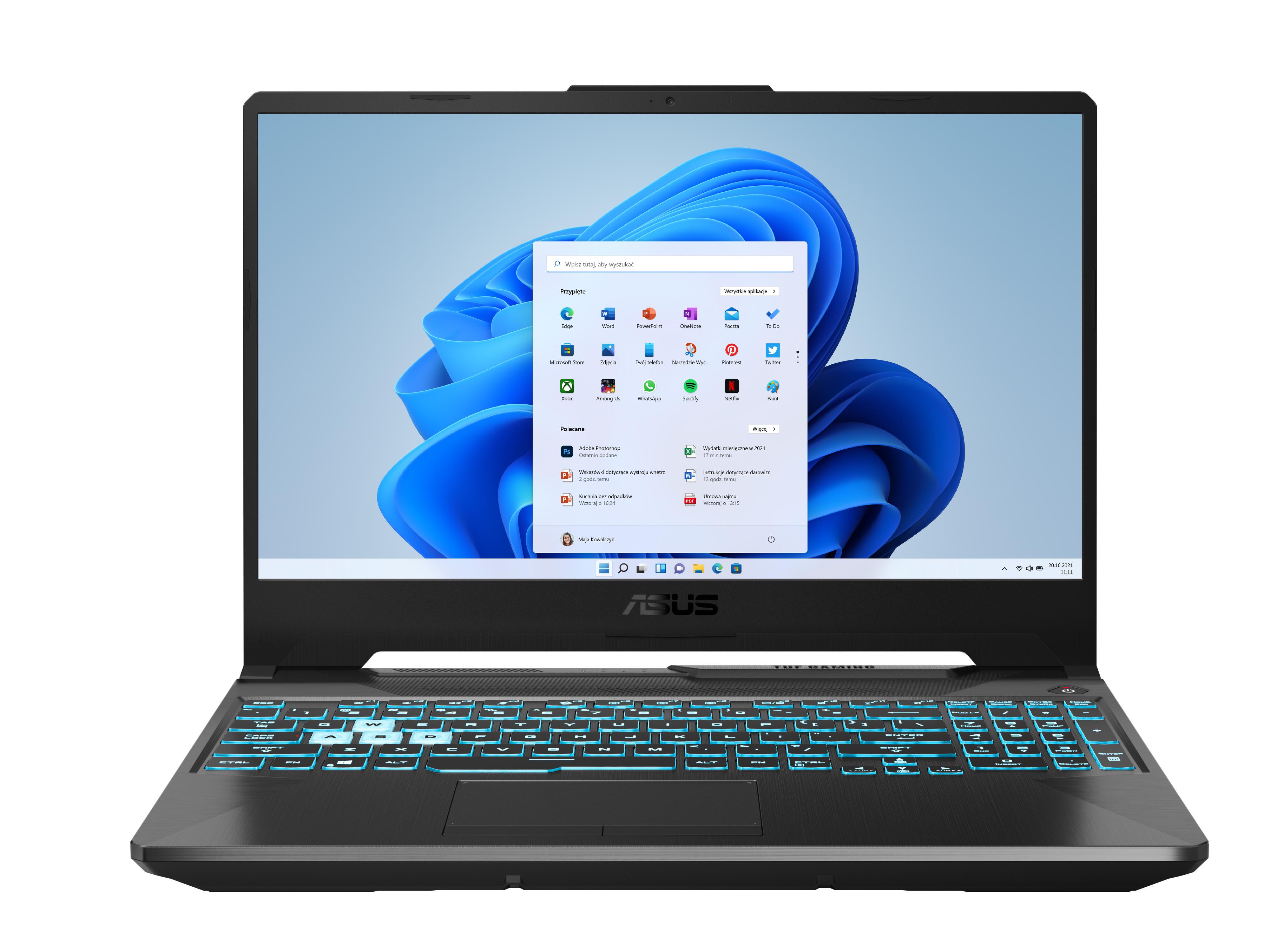 Laptop gamingowy ASUS TUF Gaming F15 FX506HCB-HN200W 15,6" 144Hz  i5-11400H 16GB RAM  512GB Dysk SSD  RTX3050  Win11