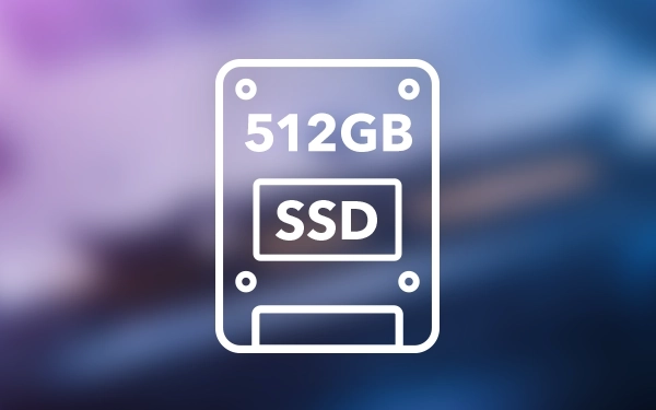 Піктограма твердотільного накопичувача (SSD) на 512 ГБ, що вказує на швидкий пристрій зберігання даних