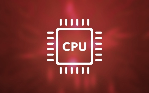 Значок процесора (центрального процесора) на червоному тлі