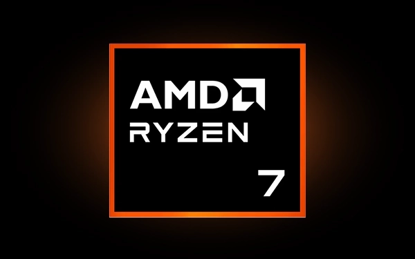 Логотип процесора AMD (Advanced Micro Devices) Ryzen 7, що означає центральний процесор початкового рівня для комп'ютерів.