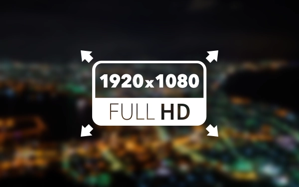 Значок роздільної здатності 1920x1080 пікселів, відомий як Full High Definition (повна висока чіткість), символізує максимальну якість зображення проектора.
