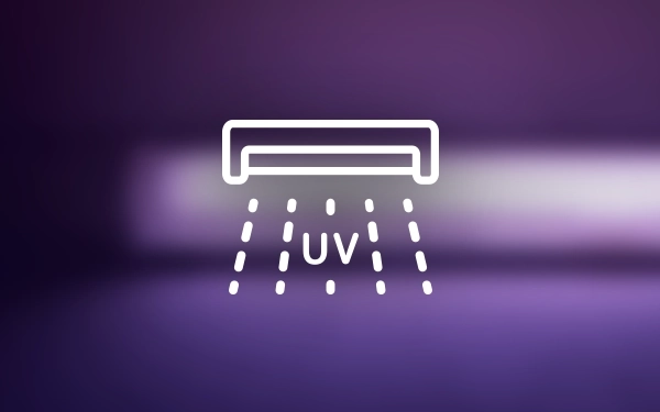 УФ – ультрафіолетове випромінювання в УФ-лампі для селекції та дезінфекції у вертикальному пилососі