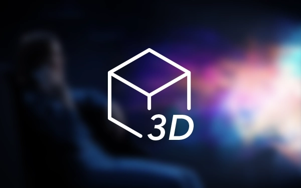 Значок куба з написом 3D, що символізує підтримку 3D-зображення проектором.