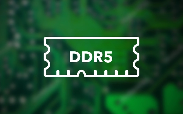 Ikona pamięci DDR5 RAM (Double Data Rate 5, Random Access Memory), oznaczająca piątą generację pamięci operacyjnej