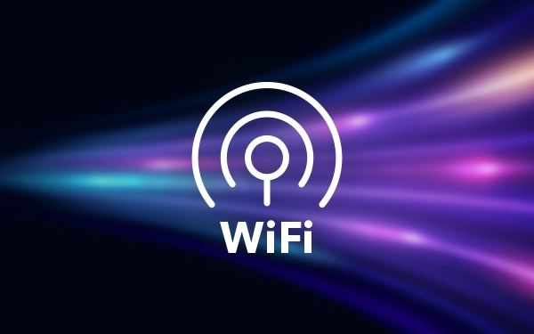 Символ Wi-Fi (Wireless Fidelity – бездротова мережа Інтернет) на барвистому графічному фоні.