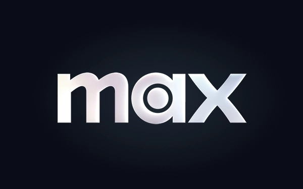 Логотип Max серебряного цвета на темном фоне