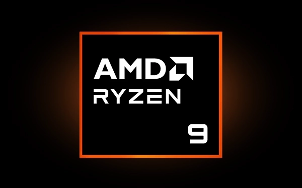 Логотип процесора AMD (Advanced Micro Devices) Ryzen 9, що означає центральний процесор початкового рівня для комп'ютерів.