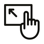 Іконка, що символічно зображує керування за допомогою сенсорної панелі. Іконка, що символічно зображує керування за допомогою сенсорної панелі.