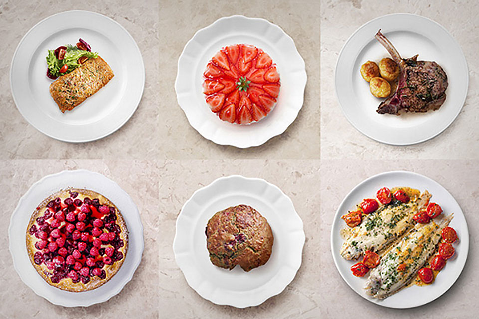 Фотоколаж із різними стравами, приготованими в автоматичних програмах Healthy Cooking