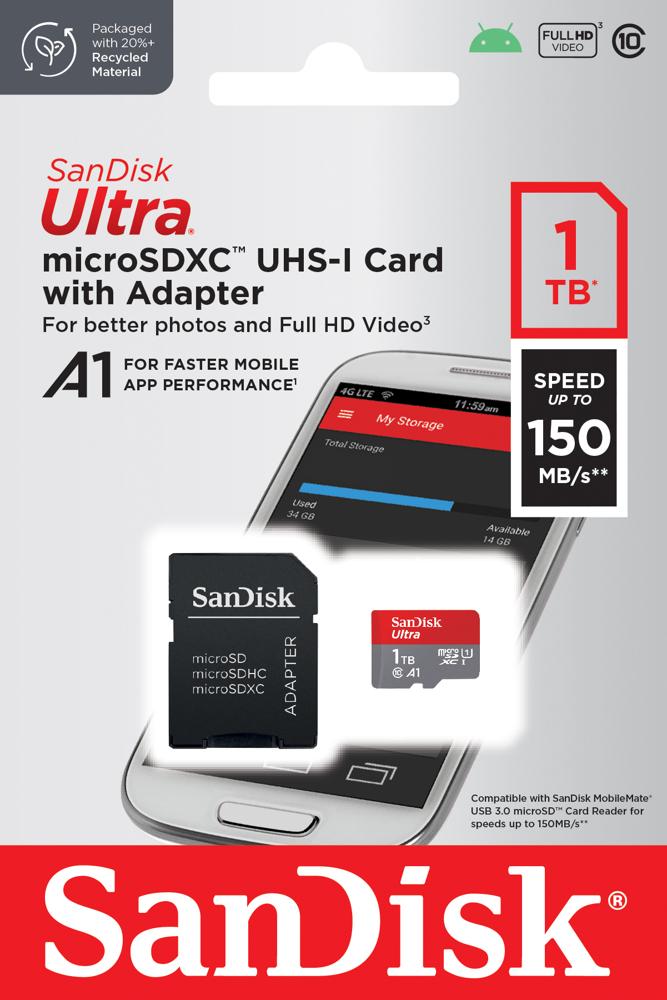 KARTA SANDISK ULTRA ANDROID microSDXC 1 TB 150MB/s A1 Cl.10 UHS-I + ADAPTER