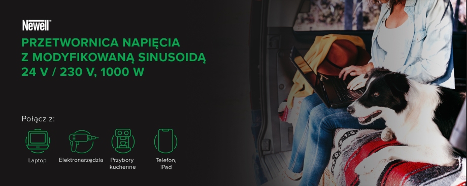 Przetwornica napięcia Newell z modyfikowaną sinusoidą - 24 V / 230 V, 1000 W