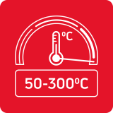 Широкий діапазон температур: 50°C - 300°C