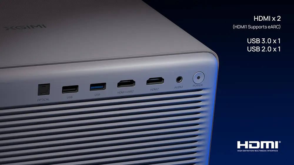 Задня стінка корпусу проектора XGIMI HORIZON 20 з чітко видимими роз'ємами