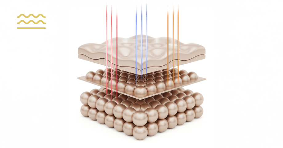 Графічне зображення впливу світла на структуру шарів шкіри