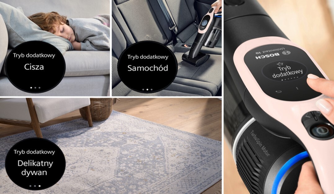3 додаткові режими пилососа: тихий, автомобіль, делікатні килими