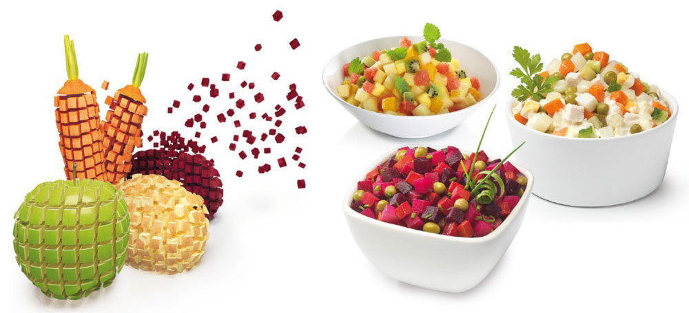 Подрібнювач овочів і фруктів з 6 змінними дисками з нержавіючої сталі (8 функцій)