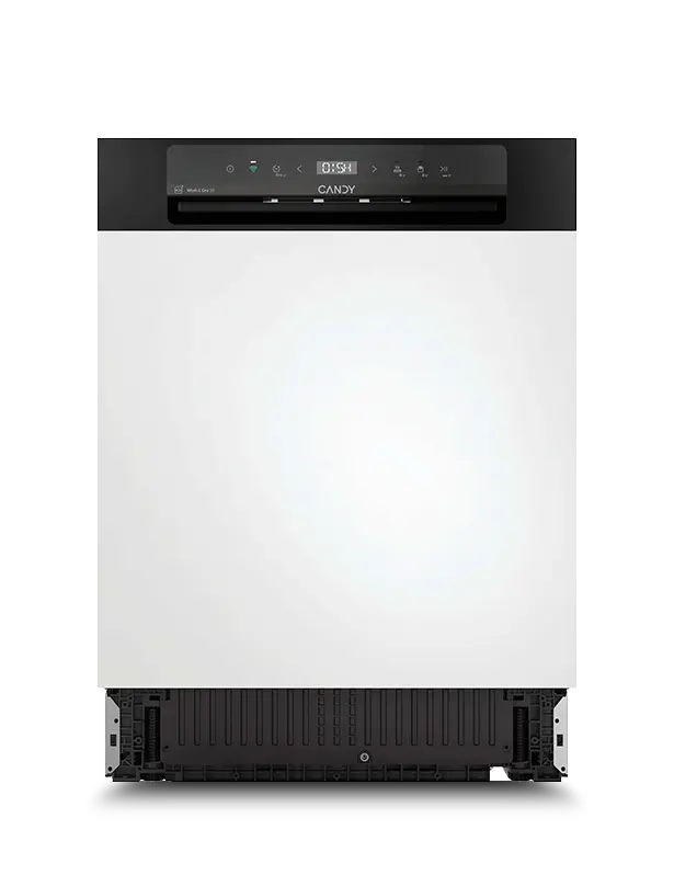 Біла посудомийна машина Candy RapidO CH 5B3F1B із закритими дверцятами.