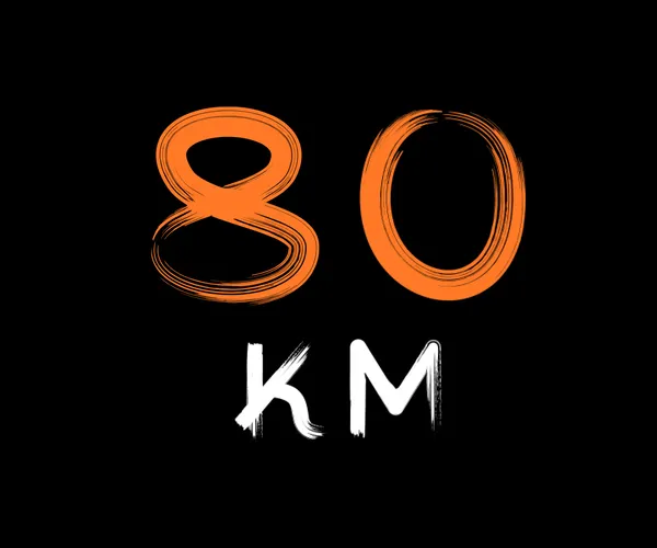 напис: 80 кілометрів