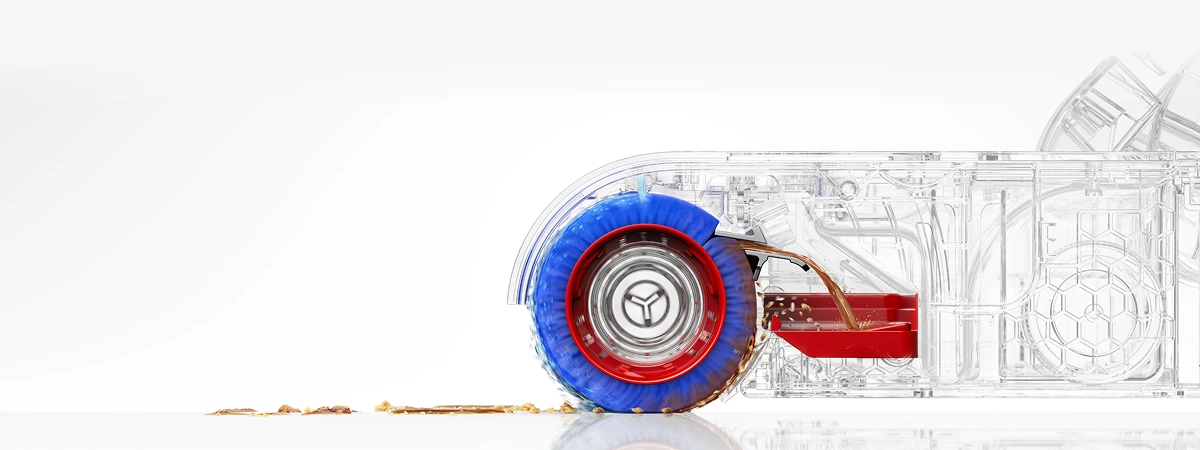 Зображений у роботі валик швабри обертається та одночасно омиває поверхню чистою водою та видаляє бруд.