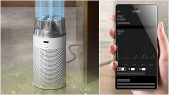 Очищувач повітря керується дистанційно за допомогою смартфона. Якість повітря відображається у вигляді графіка в додатку.