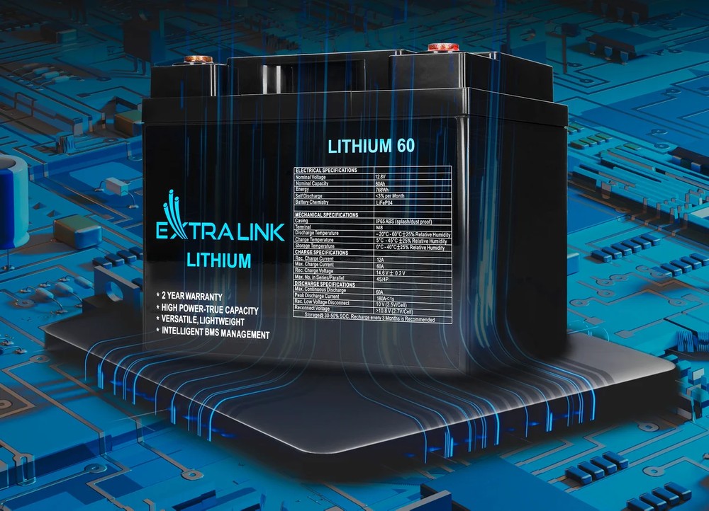 EXTRALINK BATTERY ACCUMULATOR LITHIUM LIFEPO4 12.8V 60AH, BMS