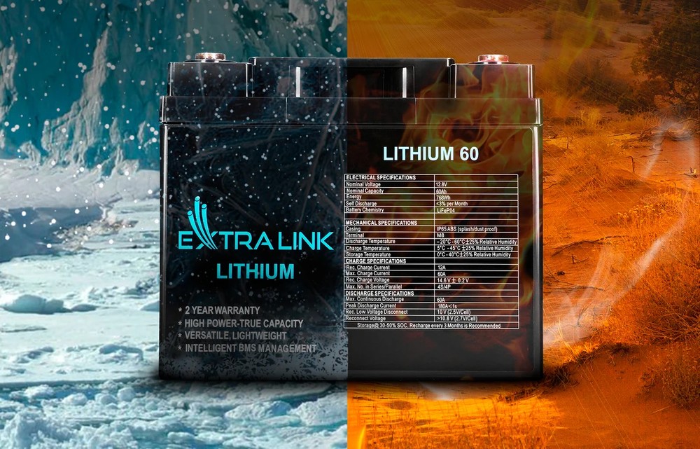 EXTRALINK BATTERY ACCUMULATOR LITHIUM LIFEPO4 12.8V 60AH, BMS
