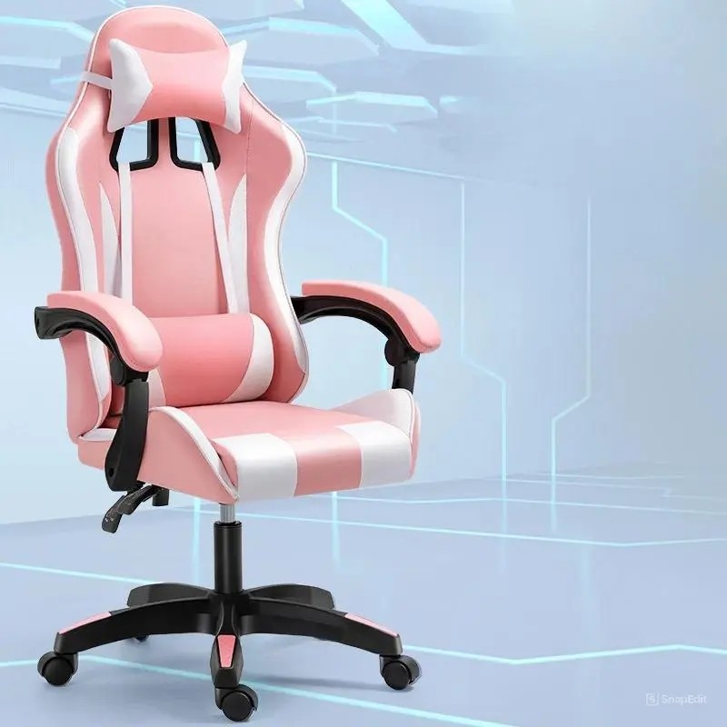 EXTRALINK GAMING FOTEL GAMINGOWY BIUROWY OBROTOWY KUBEŁKOWY różowo-biały G-525