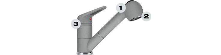 Prince II pull-out spray Kamienny Szary