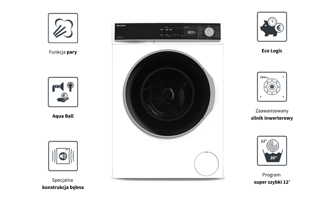 Sharp Washing Machine ES-SFB712YWB-PL