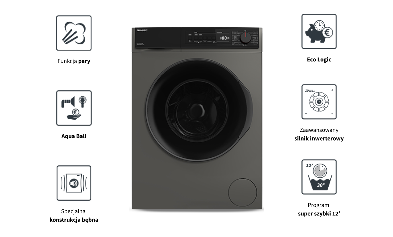 Sharp Washing Machine ES-SFB812YAA-PL