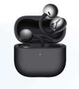 Чорні навушники FreeClip 2 у зарядному футлярі.