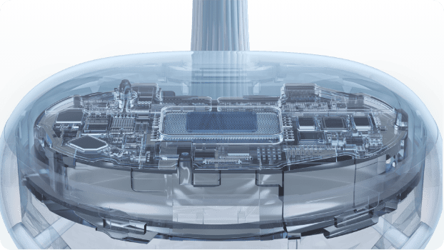 Електронний модуль синьої телефонної трубки FreeClip 2 у прозорому корпусі