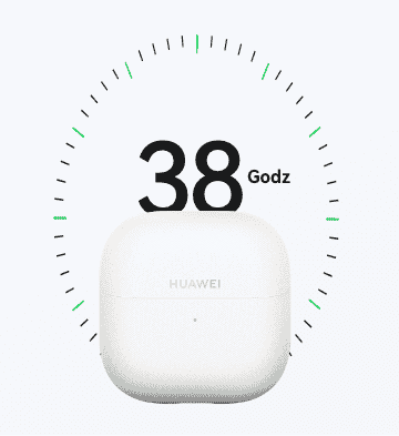 Білий зарядний чохол з написом Huawei на циферблаті та символом 38 годин