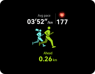 Екран програми з піктограмами бігуна та значком серця відображає числові параметри