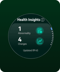 На екрані програми відображаються числові значення та дві піктограми, включаючи лінійний графік.