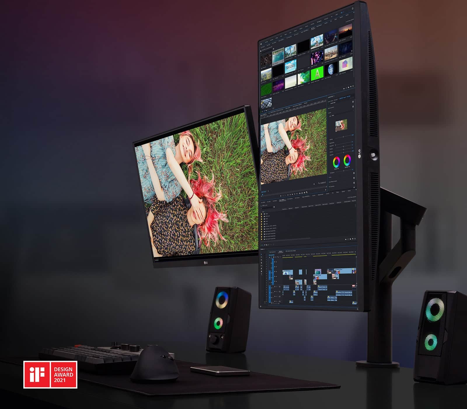 Monitor LG QHD Ergo Dual został zaprojektowany z myślą o użytkowniku