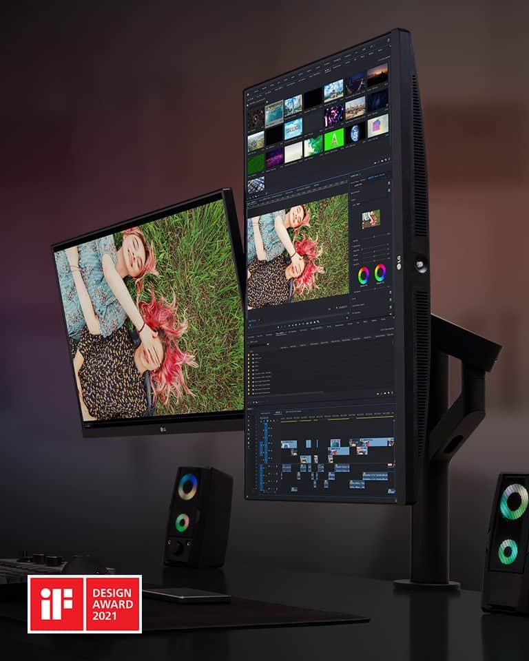 Monitor LG QHD Ergo Dual został zaprojektowany z myślą o użytkowniku