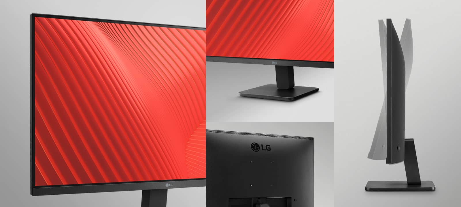 Ten monitor ma wąską ramkę z trzech stron i umożliwia regulację nachylenia.