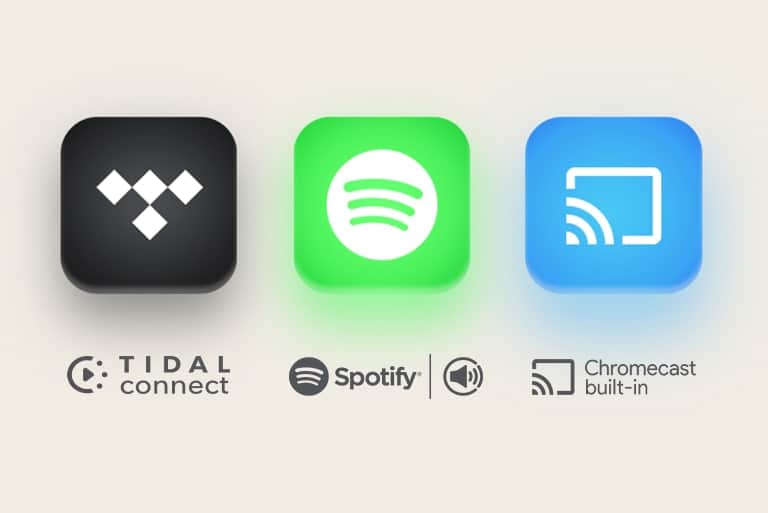 Logo TIDAL Connect Logo Spotify Logo wbudowanego Chromecast