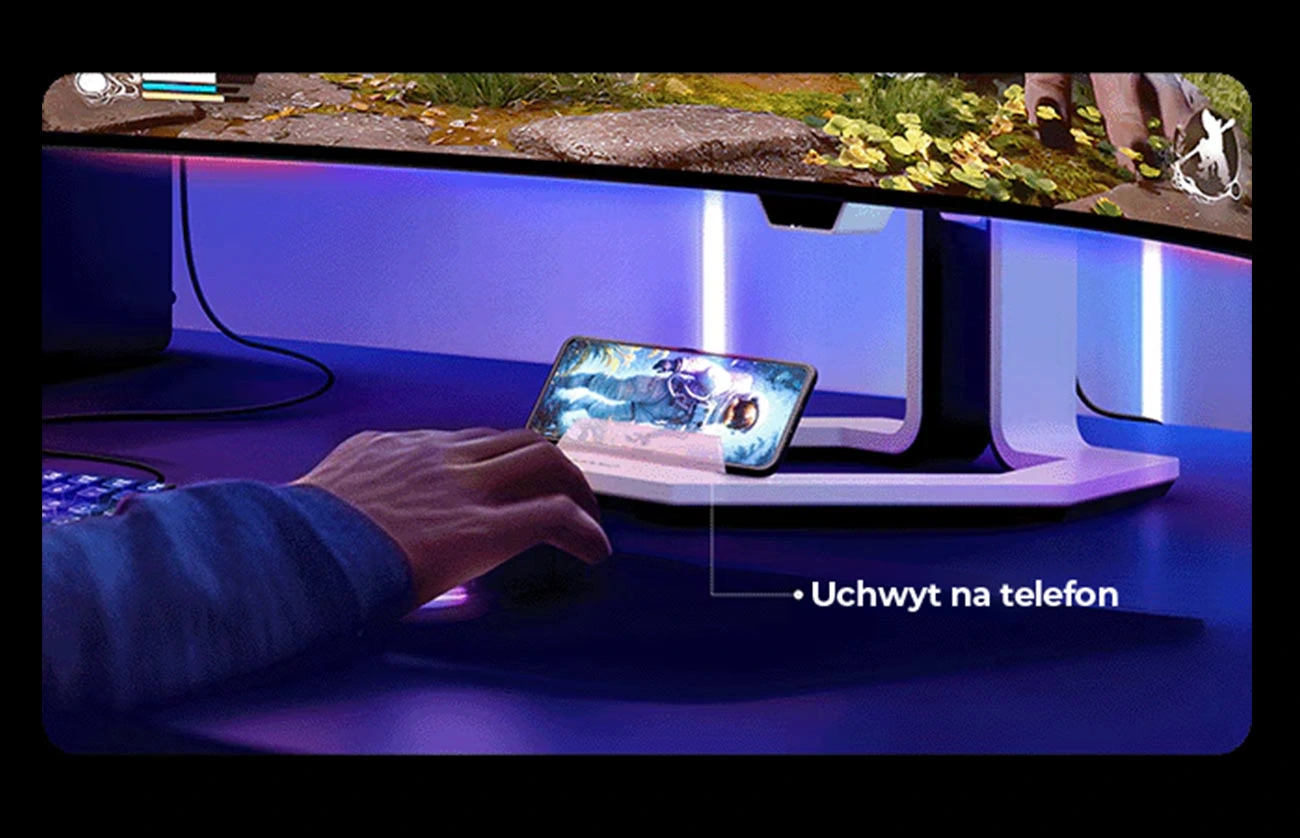 Монітор Lenovo Legion Pro 34WD-10 з тримачем для телефону внизу підставки монітора