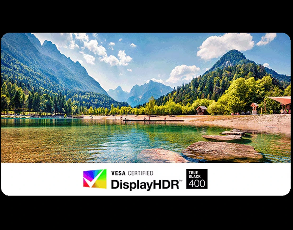 Зображення гірського пейзажу з функцією розширеного динамічного діапазону (HDR) на моніторі Lenovo Legion Pro 34WD-10