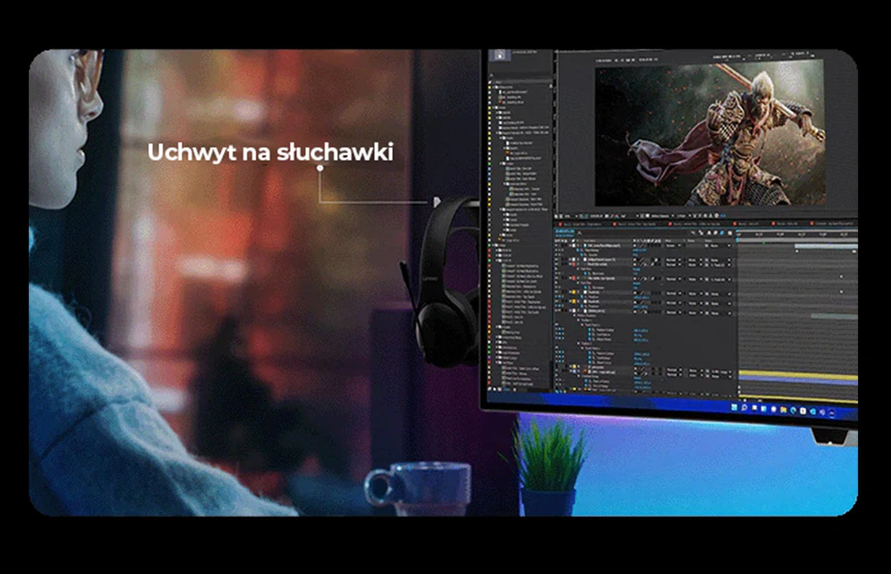 Монітор Lenovo Legion Pro 34WD-10 з боковим тримачем для навушників