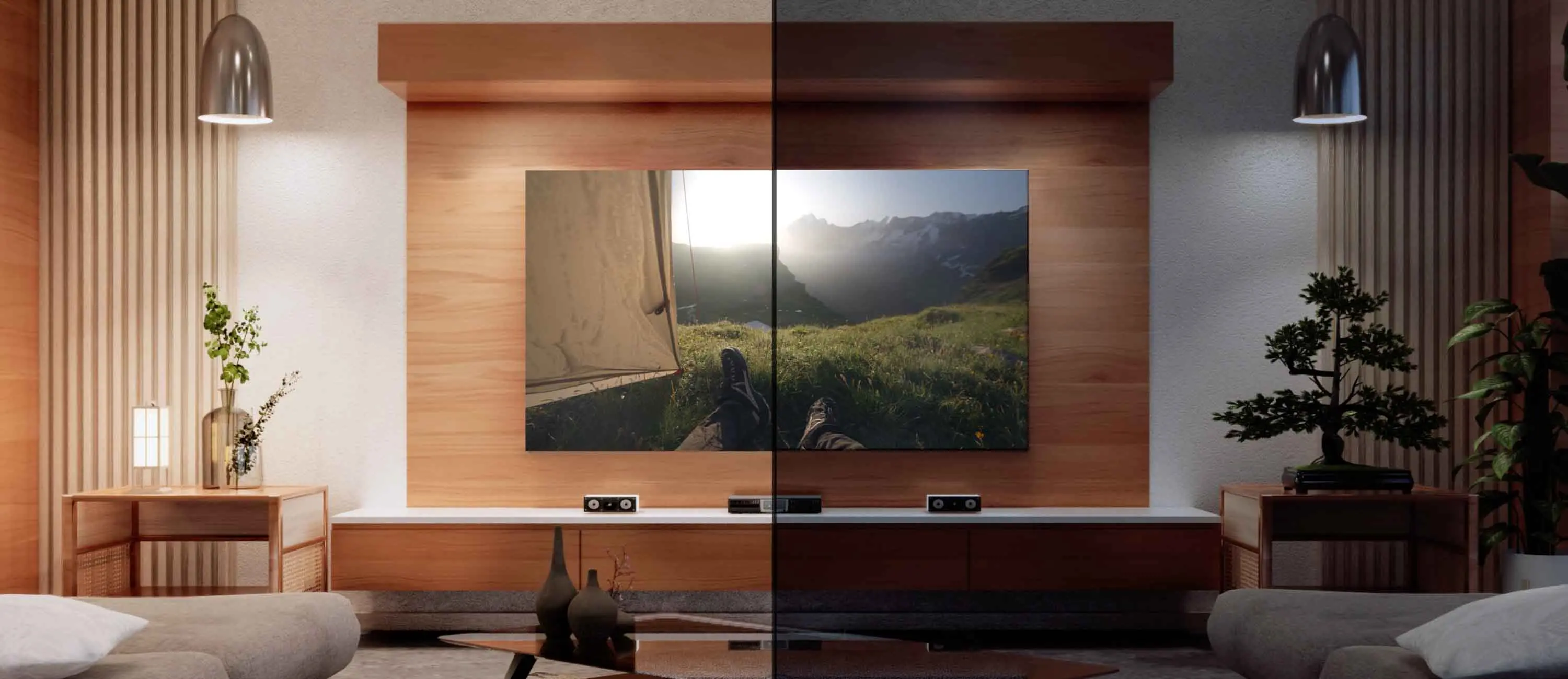 Порівняння якості зображення проектора Optoma UHZ68LV у світлій та темній кімнаті