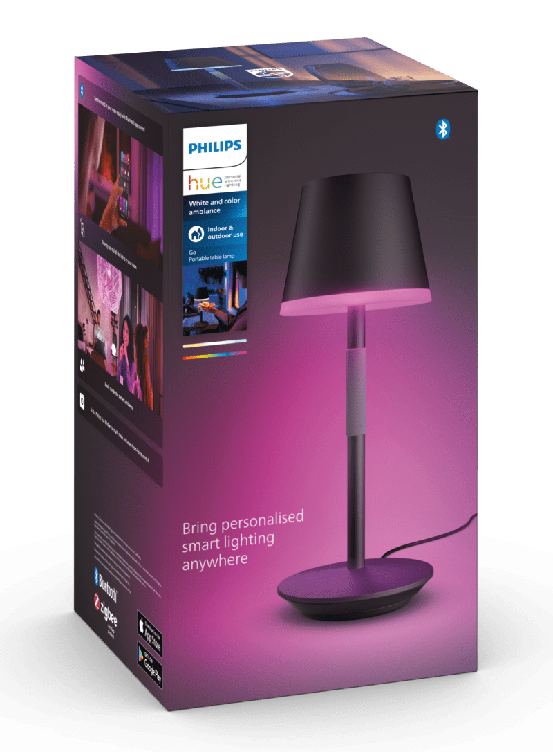 Philips Hue White and color ambiance Przenośna lampa stołowa Go (czarna)