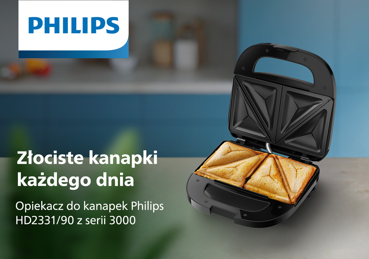 Tostiera Philips HD2331/90, 750 W, Piastre Triangolari, Colore Nero, Per 2 Fette, Cavo 75 Cm