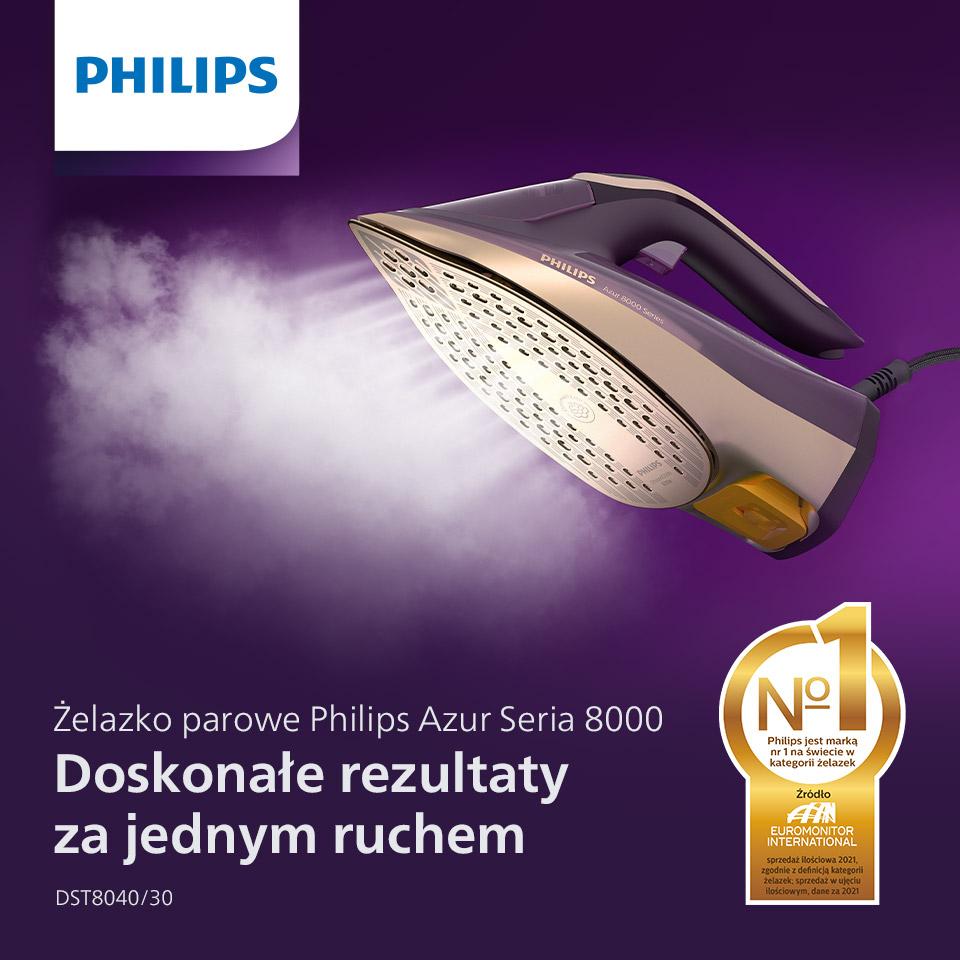 Philips 3000 W mocy gwarantuje doskonałe efekty prasowania Philips 3000 W mocy gwarantuje doskonałe efekty prasowania