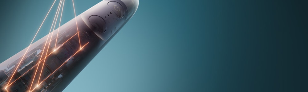 Крупний план внутрішньої частини щітки, що показує лазерні з'єднання.