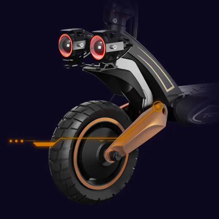 вид переднього колеса з підвіскою скутера Ruptor R6