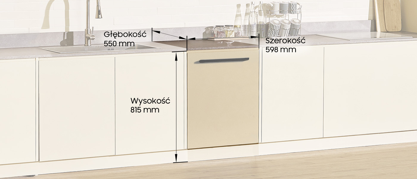 Детальні розміри посудомийної машини Samsung DW60CG550I00ET - RTV EURO AGD