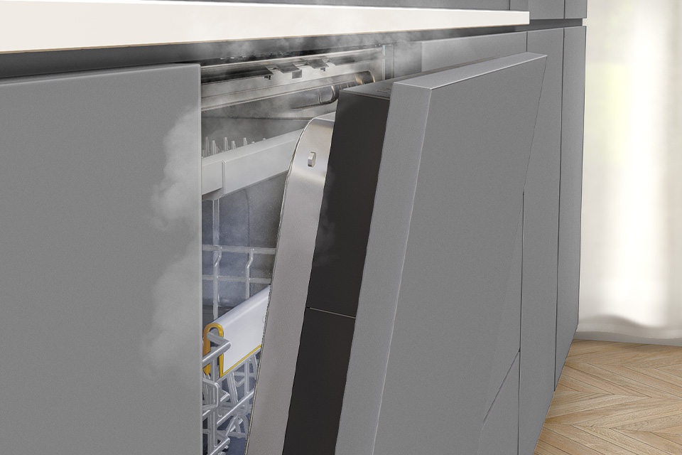 Після завершення циклу дверцята посудомийної машини DW60DG770I00U1 відкриваються, і посуд швидше сохне.